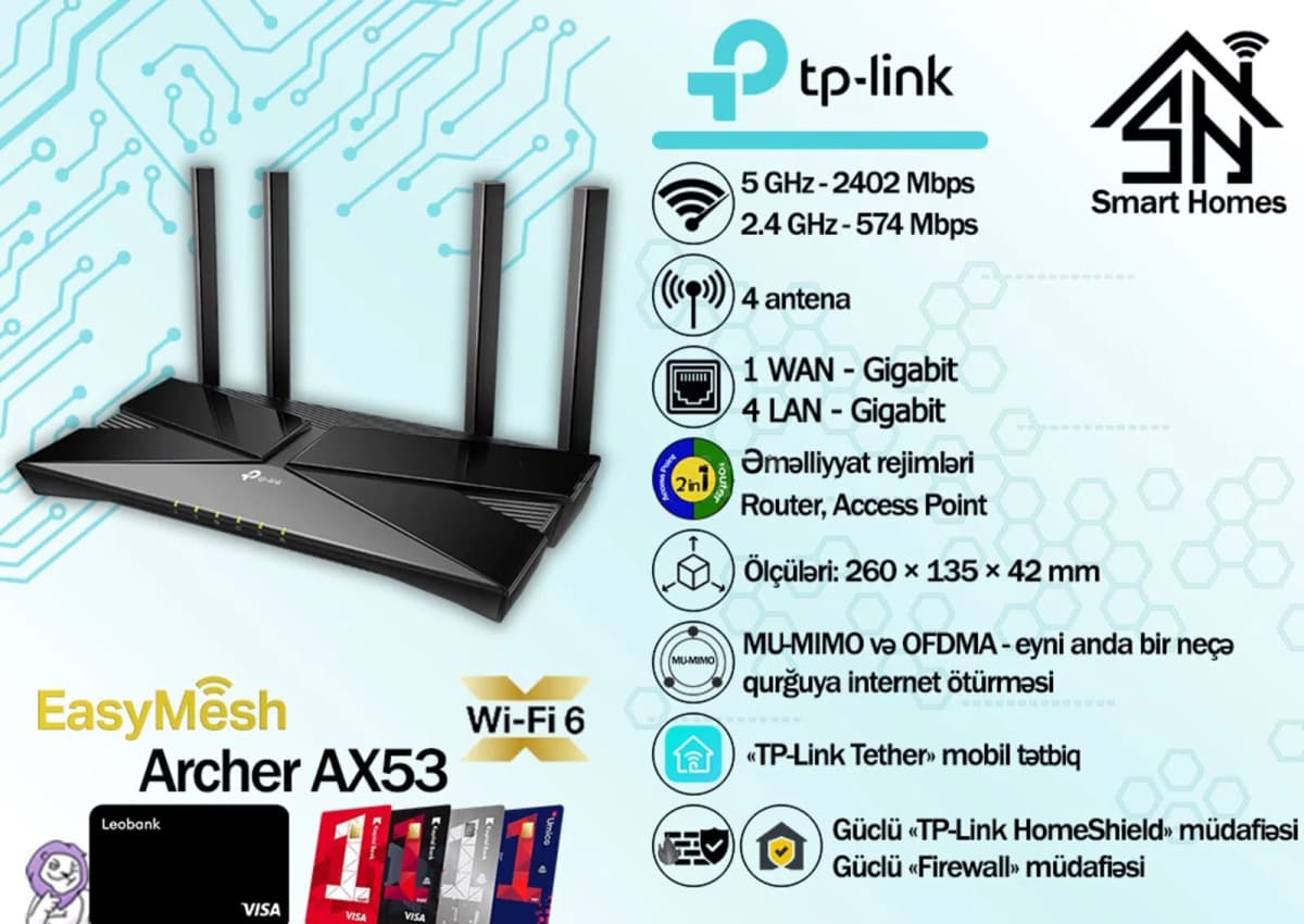 Router TP-Link Archer AX53 AX3000 Gigabit Wi-Fi 6