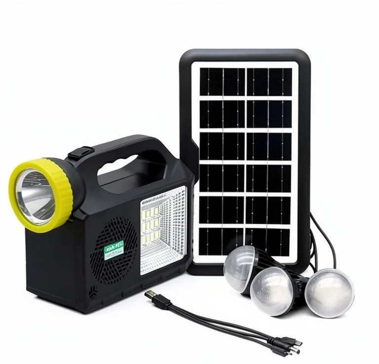 Günəş Panelli Radio və Powerbanklı Fənər Dəsti
