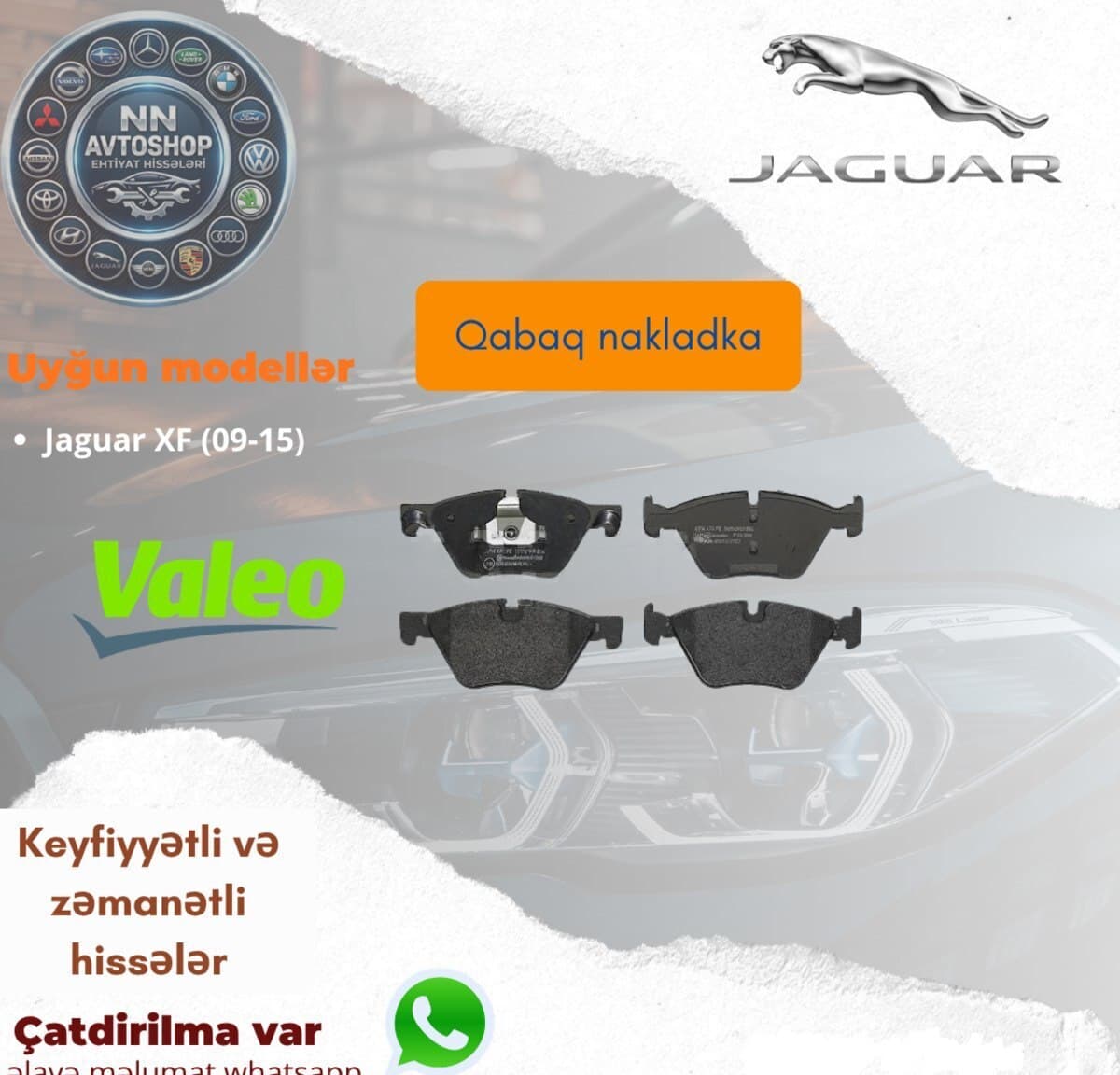 Ön əyləc bəndləri Jaguar XF 2009-2015
