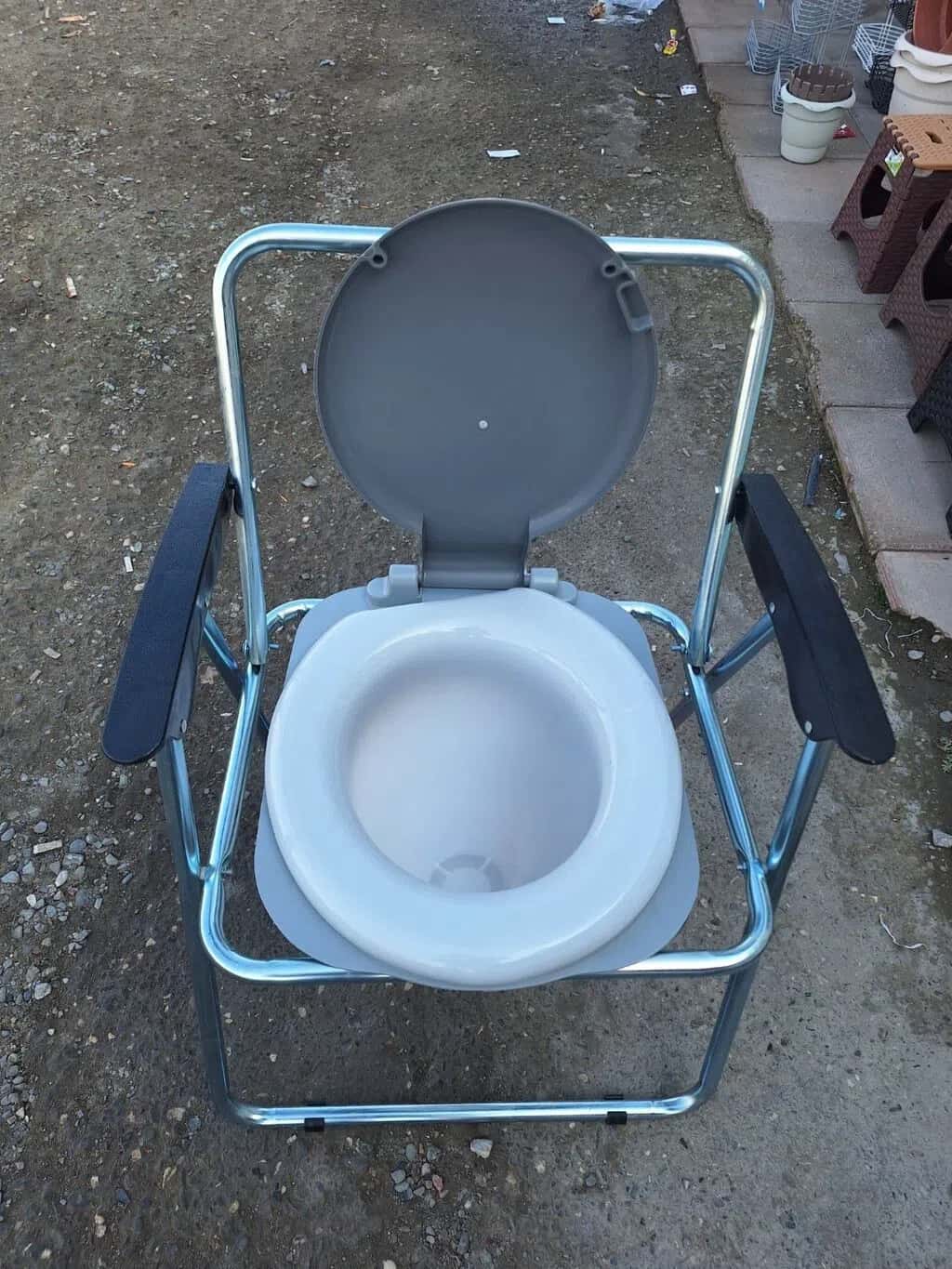 Foldable sanitary toilet chair for disabled and patients - Tenderyard