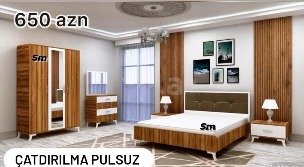 Laminate material bedroom set, Mixed color - Tenderyard