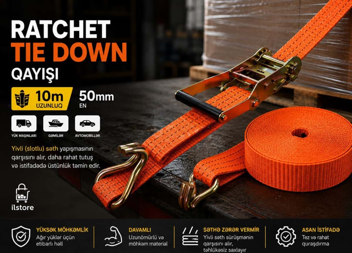 Ratchet tie down qayışı 10 metr - Tenderyard