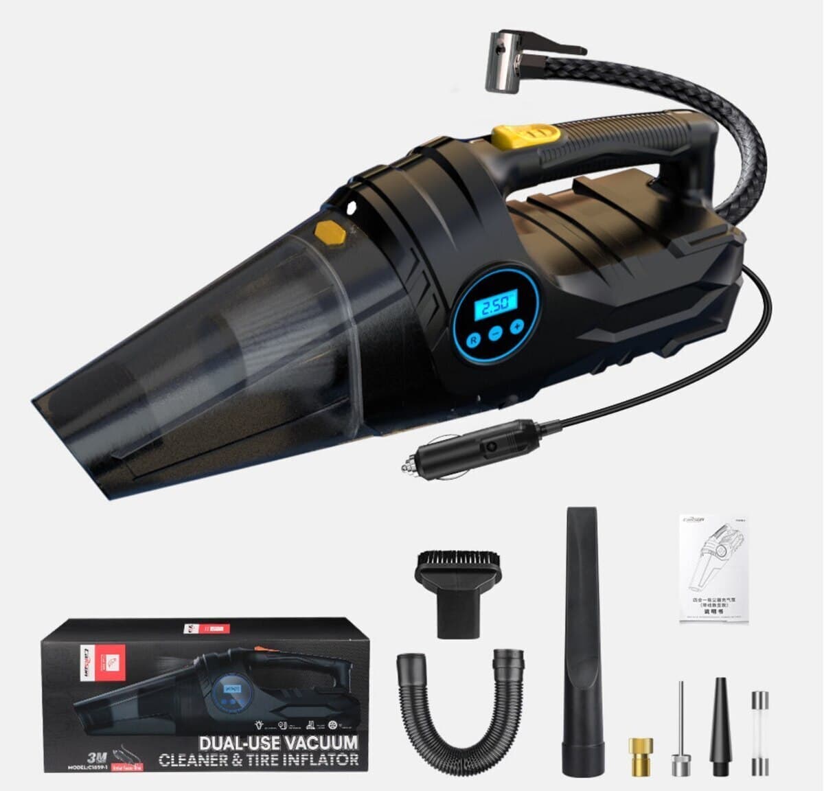 Avtomobil üçün hava kompressoru və tozsoran Carsun 2-si 1-də