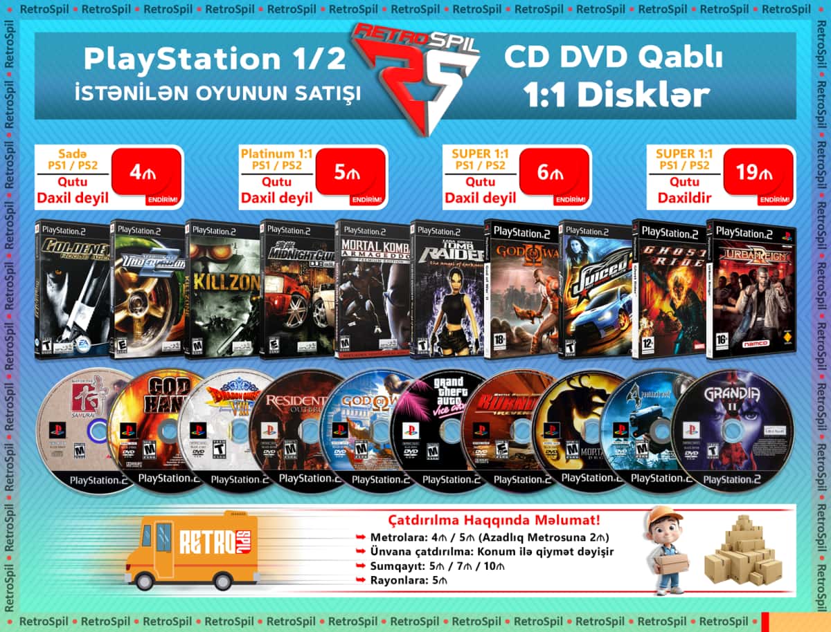 PlayStation 1, 2 Oyun Diskləri - Tenderyard