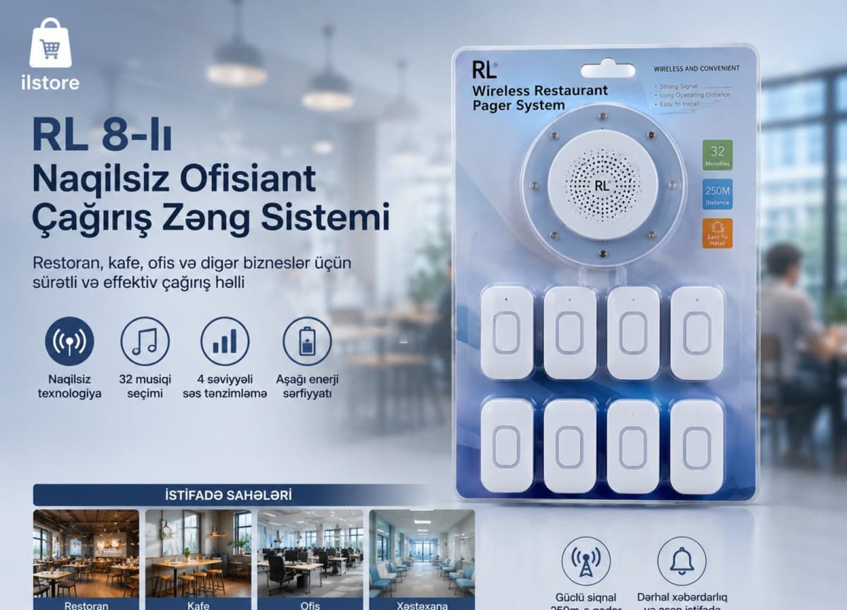 Ofisiant çağırış sistemi RL-9817B8 (8 düyməli)