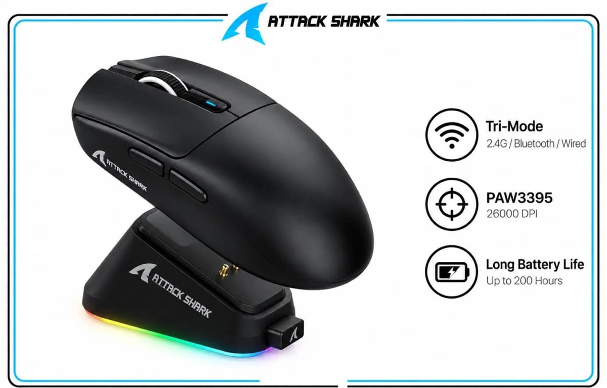 Oyun siçanı Attack Shark G3 Pro Black