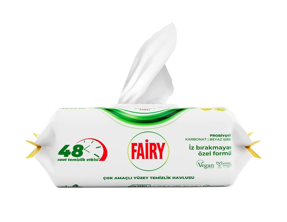 Fairy Limon Ətirli Səth Təmizləyici Nəm Salfetlər, 100 ədəd