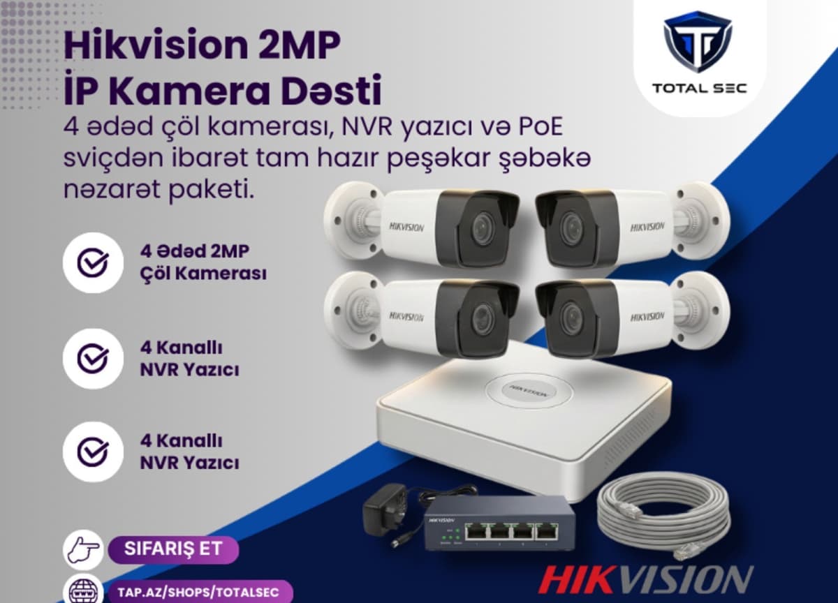 İP kamera dəsti Hikvision 4+1