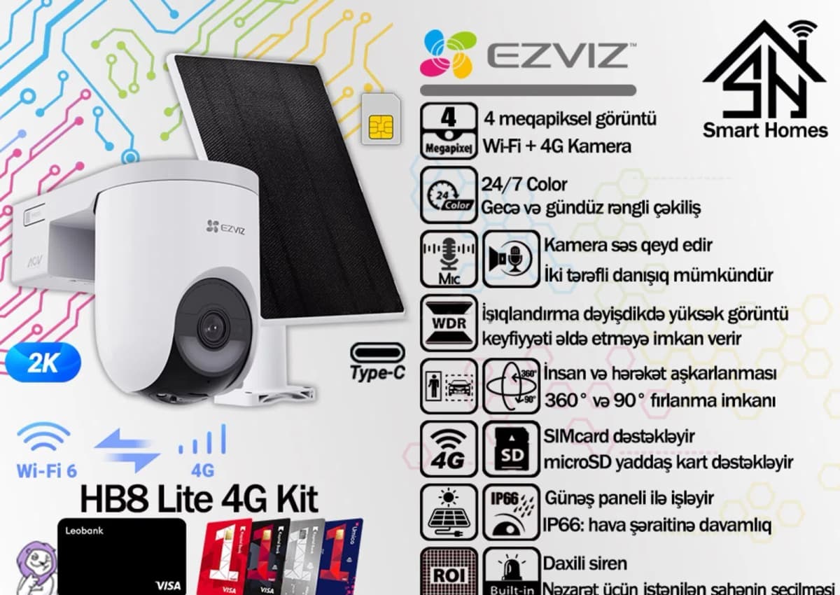 Müşahidə kamerası Ezviz HB8 Lite 4G Kit günəş panelli