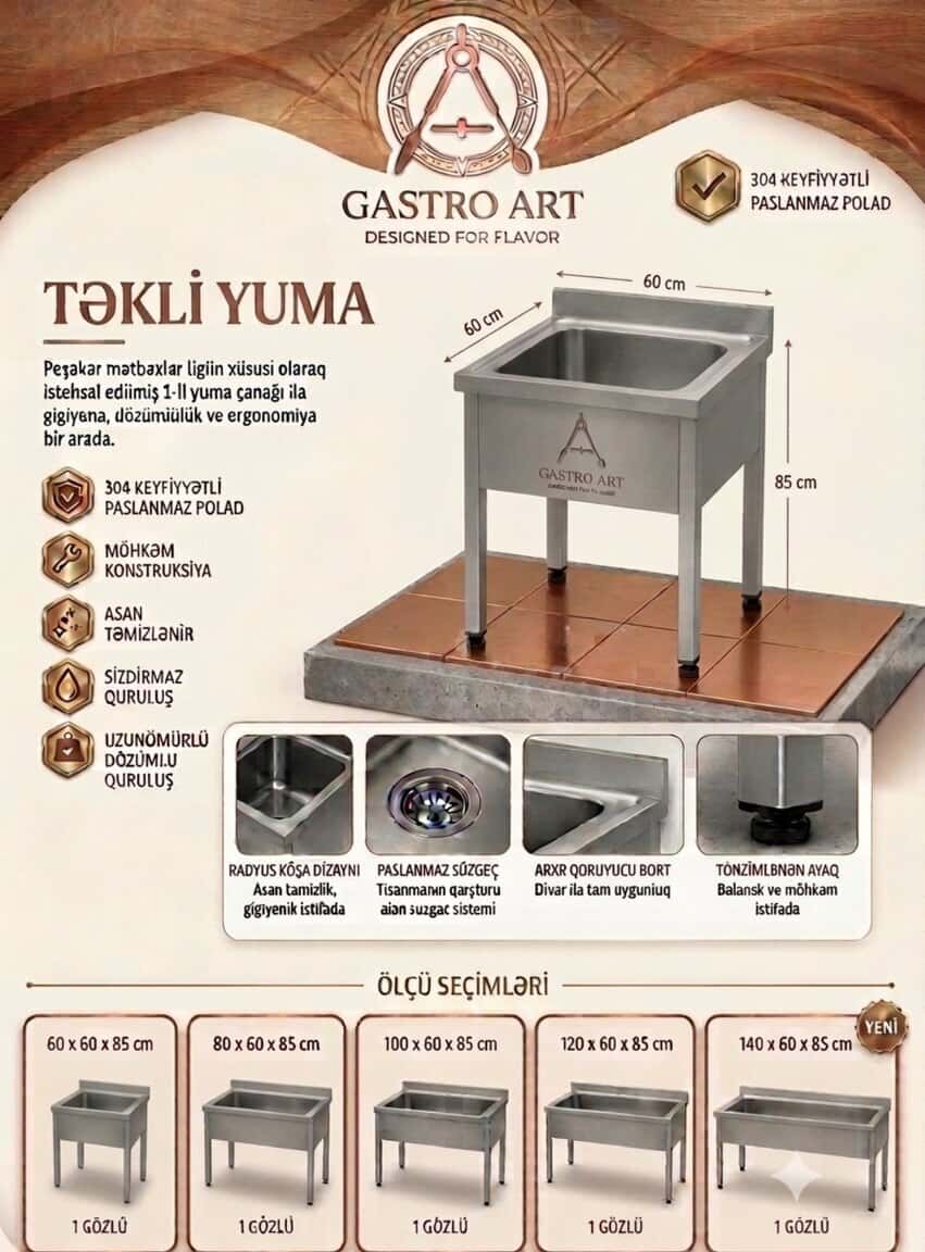 Paslanmayan polad yuma vannası və çanaq - Tenderyard