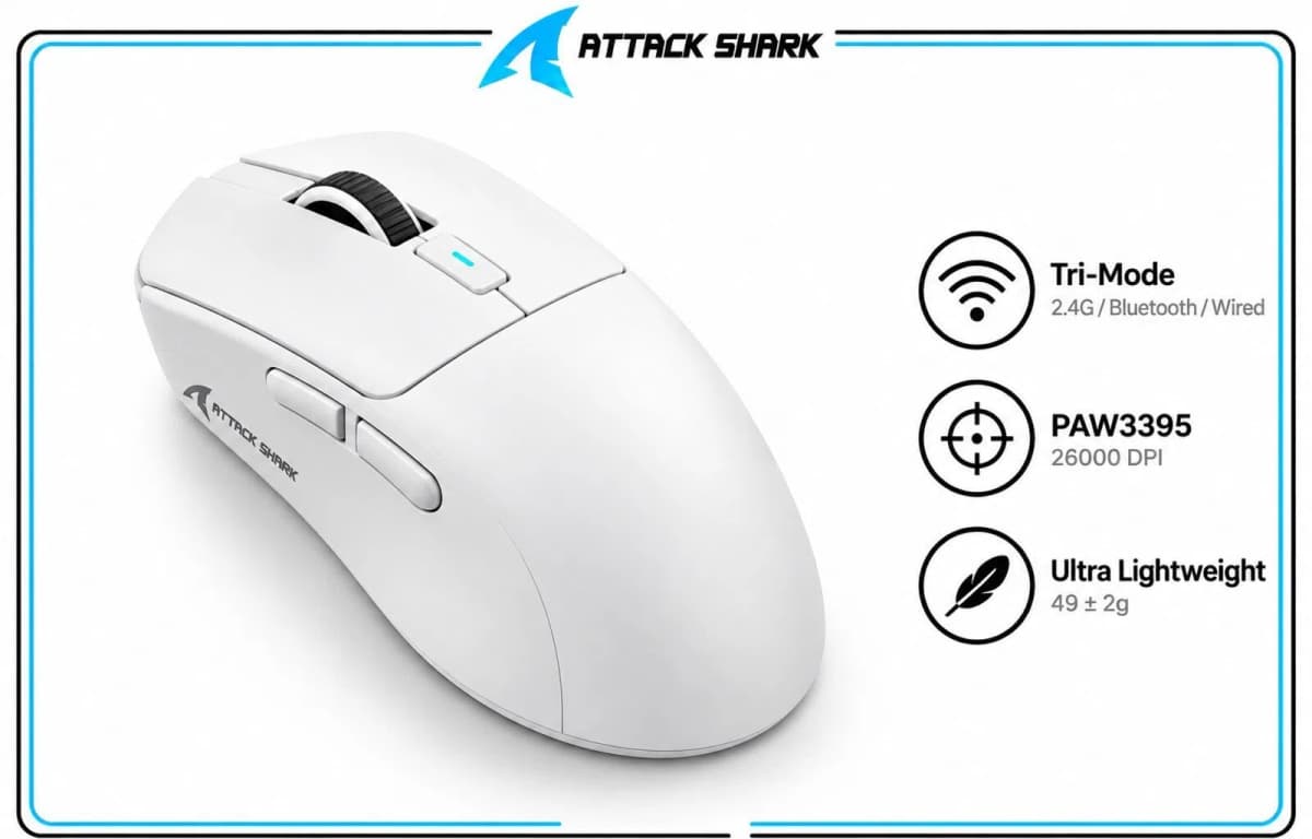 Gaming mouse Attack Shark X3 Max White