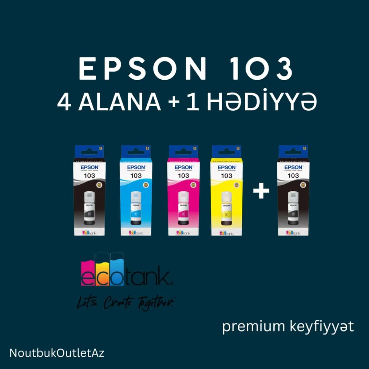Epson 103 Printer Mürəkkəbi Dəsti (4 Alana 1 Hədiyyə) - Tenderyard
