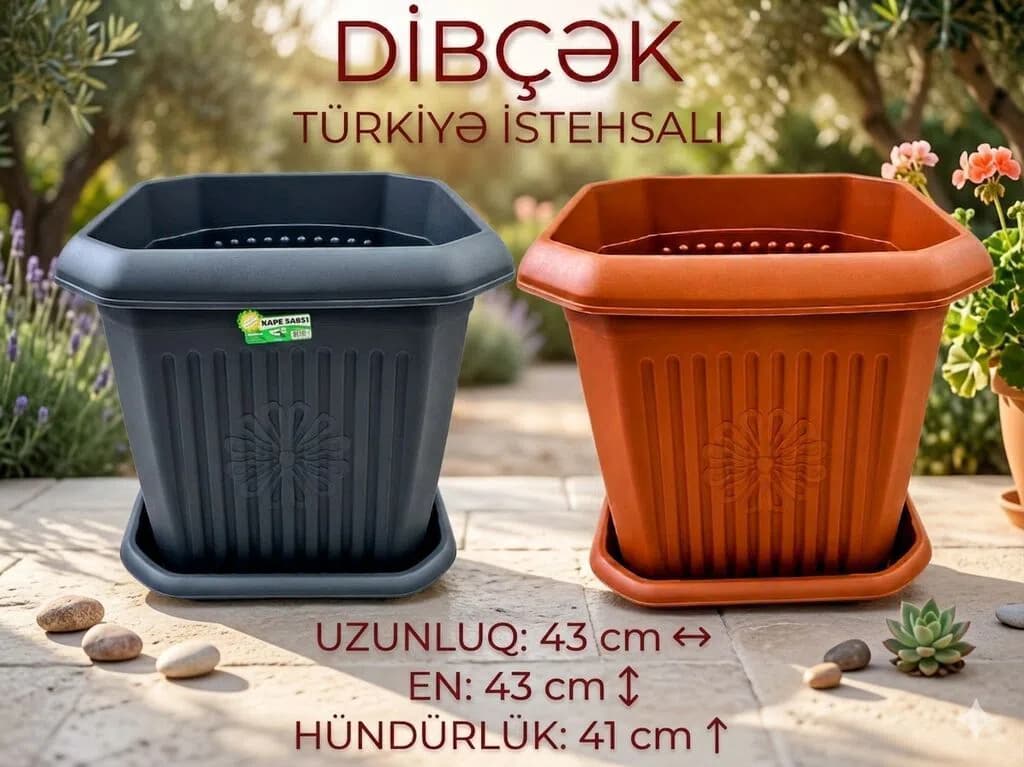 Türkiyə İstehsalı Plastik Gül Dibçəyi