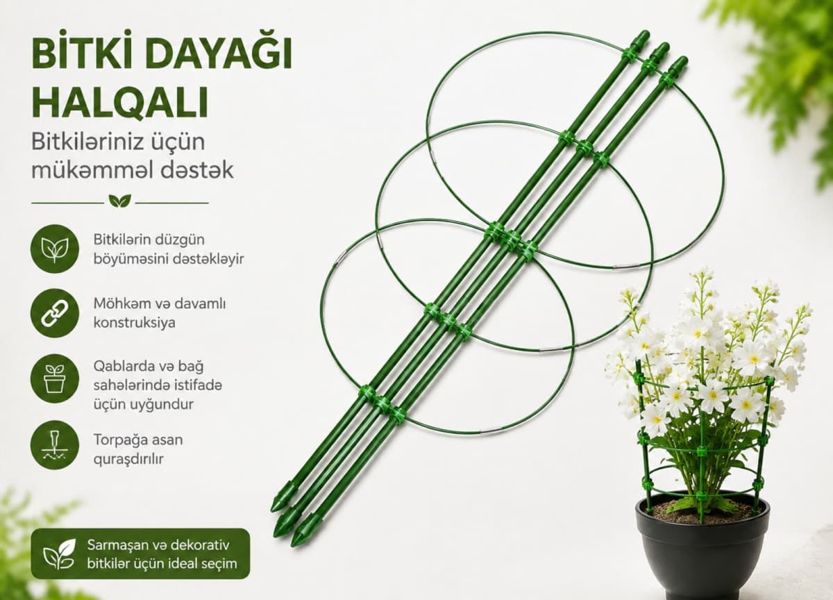 Bitki dayağı 90 sm 4 halqalı