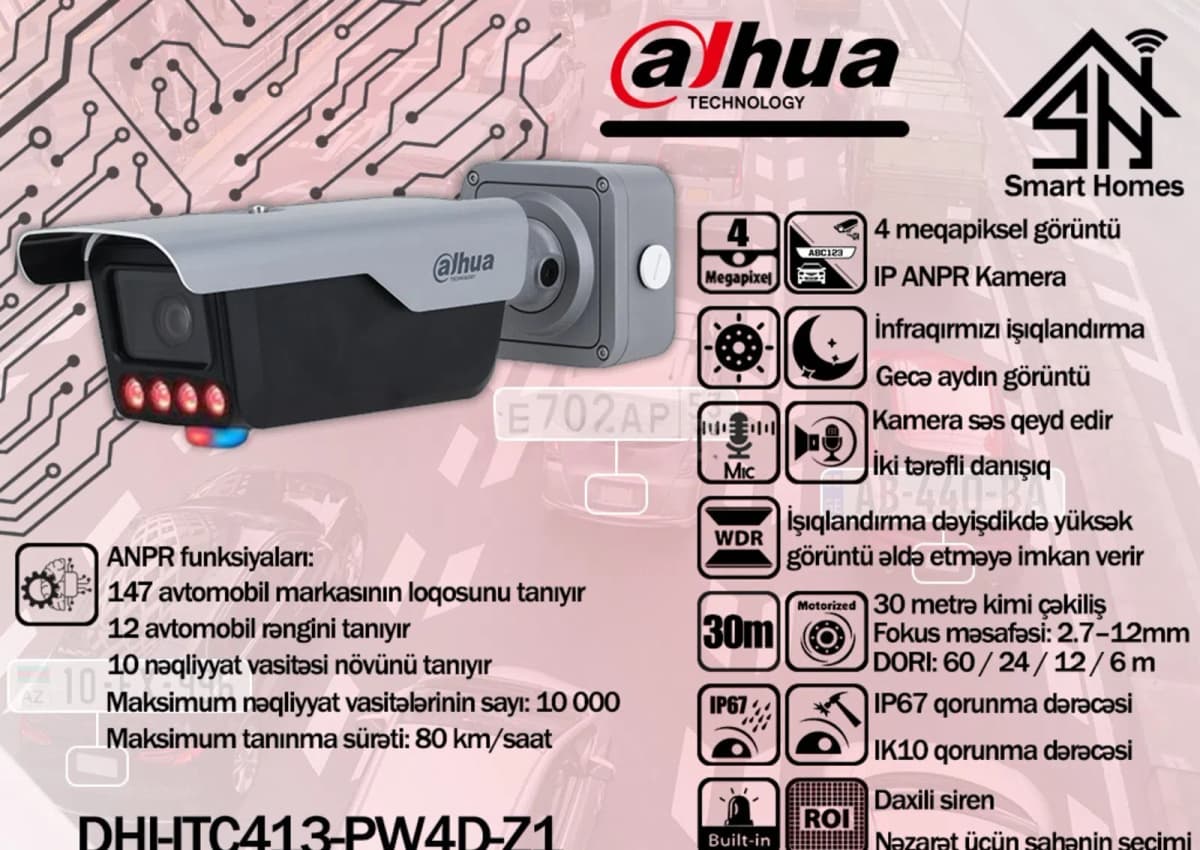 ANPR IP kamera Dahua DHI-ITC413-PW4D-Z1