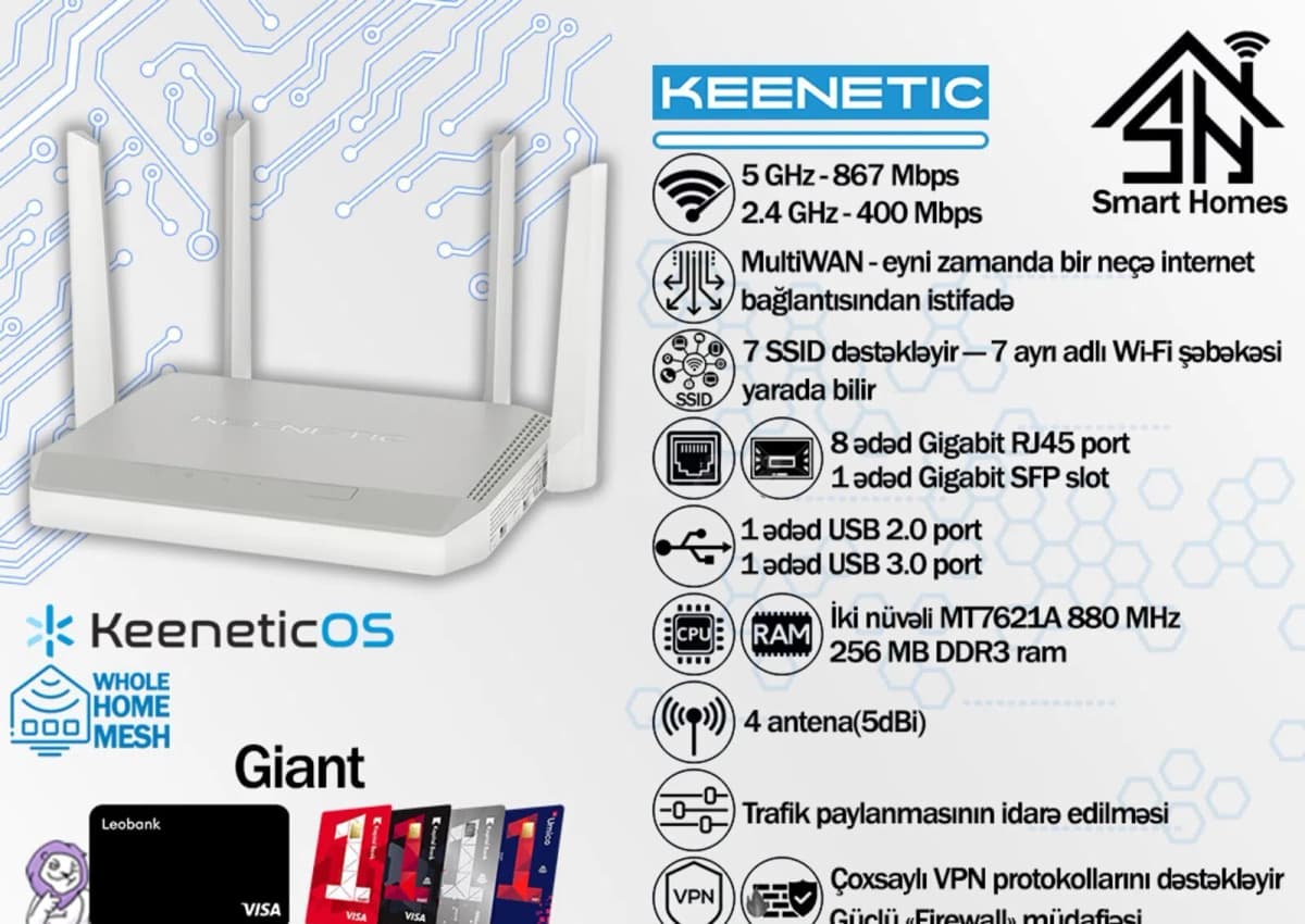 Router Keenetic Giant KN-2610 Mesh Wi-Fi
