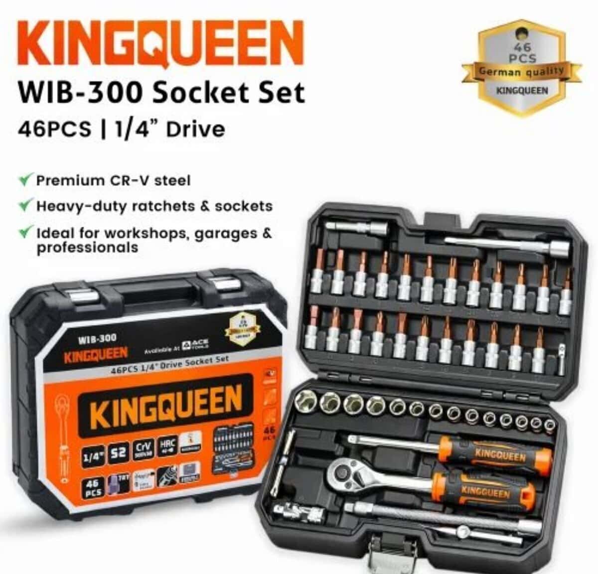 Kingqueen 46-piece ratchet socket set - Tenderyard