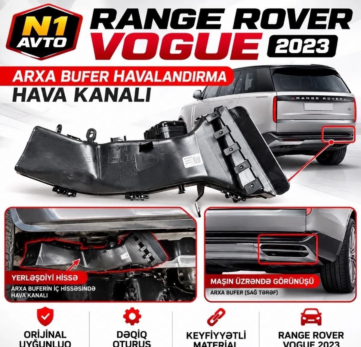 Arxa bufer havalandırma kanalı Range Rover Vogue 2023