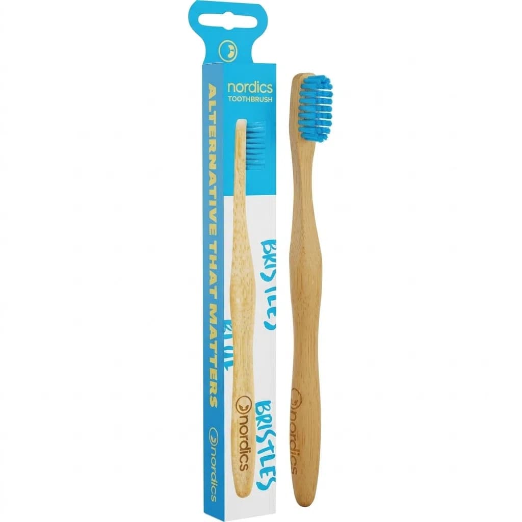Nordics Bamboo Yumşaq Diş Fırçası, Mavi
