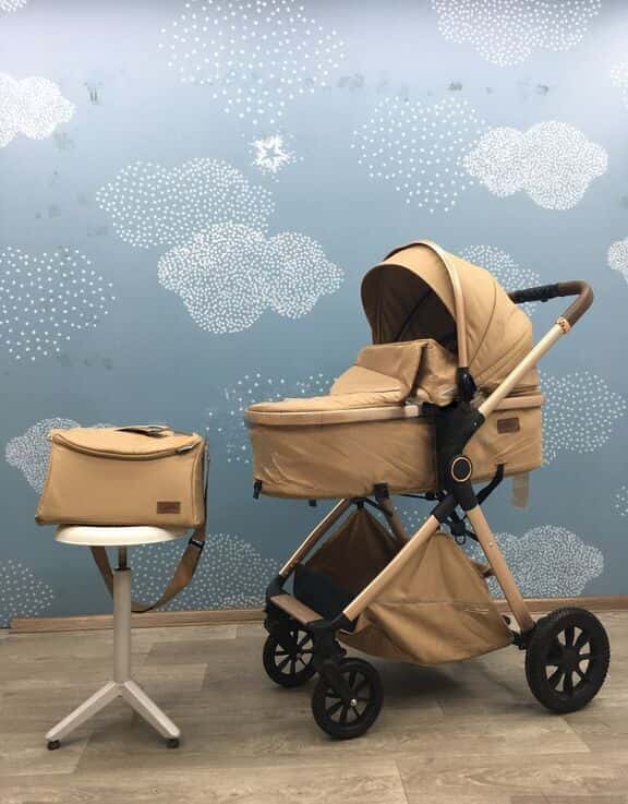 Unisex baby stroller, Beige color - Tenderyard