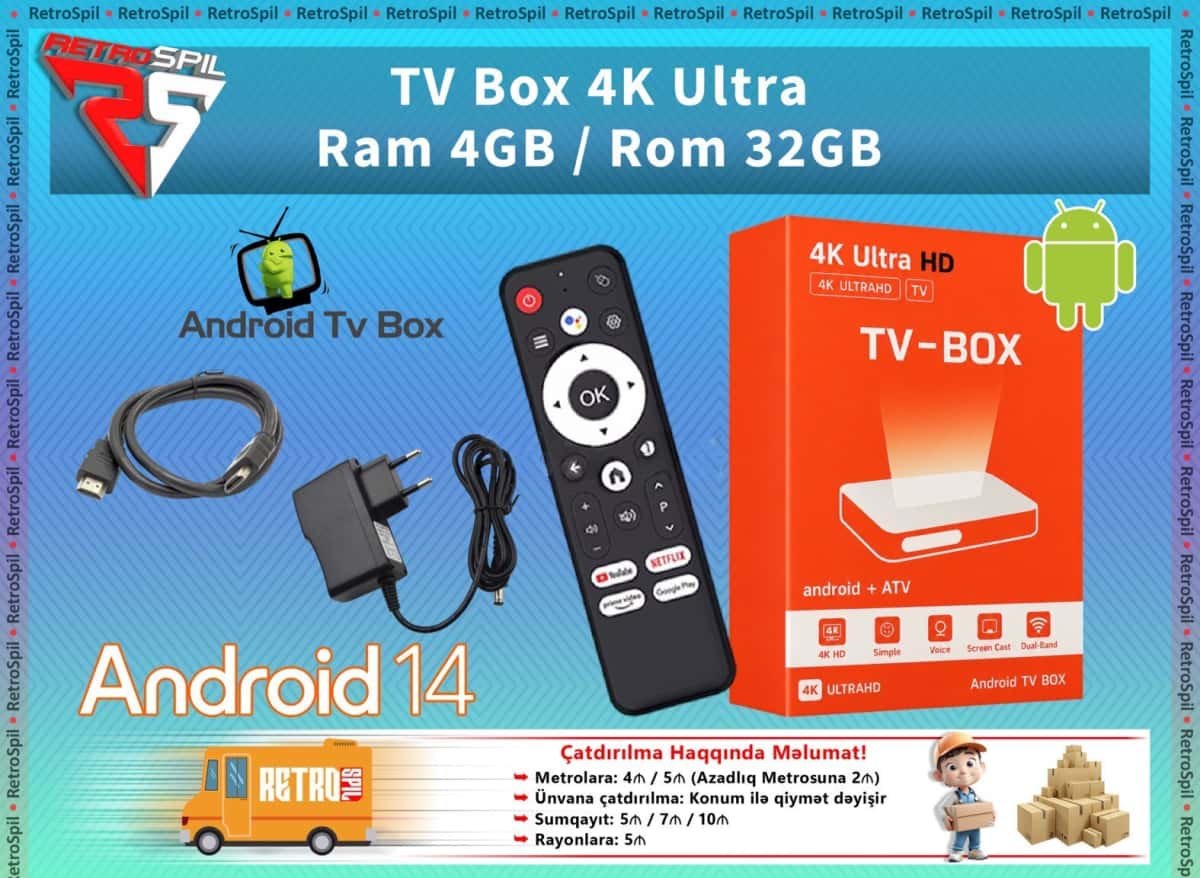 4K Ultra Android 14 TV Box (2GB/4GB RAM, 32GB ROM) - Tenderyard