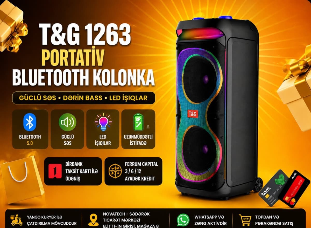 Bluetooth dinamik T&G 1263 portativ