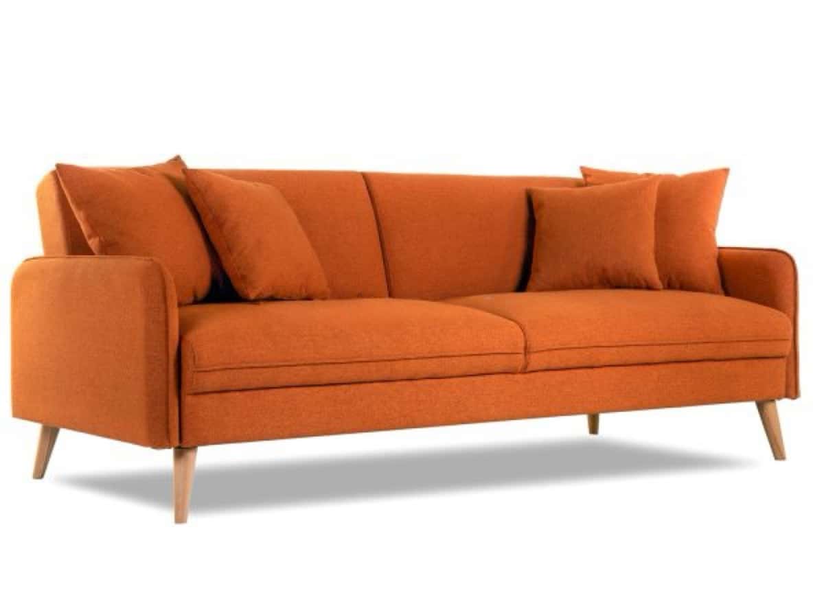 Three-seater sofa, Orange color - Tenderyard