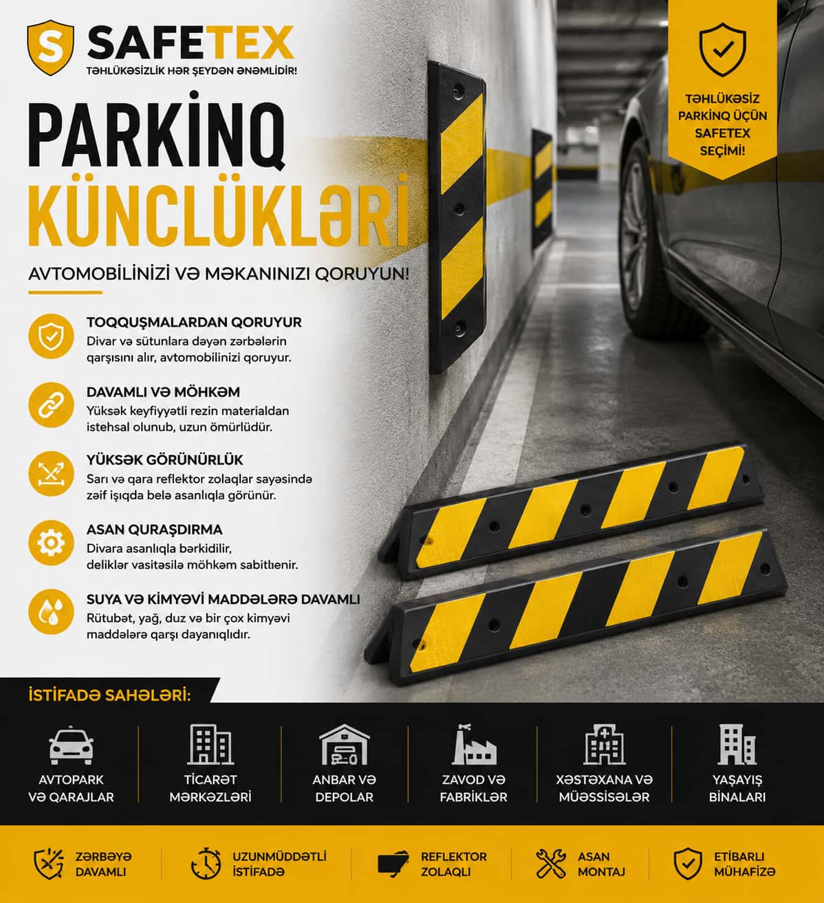 Safetex Rubber Parking Corner Guard - Tenderyard