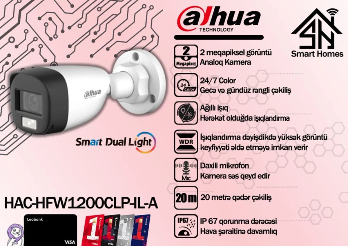 Müşahidə kamerası Dahua 2MP HAC-HFW1200CLP-IL-A