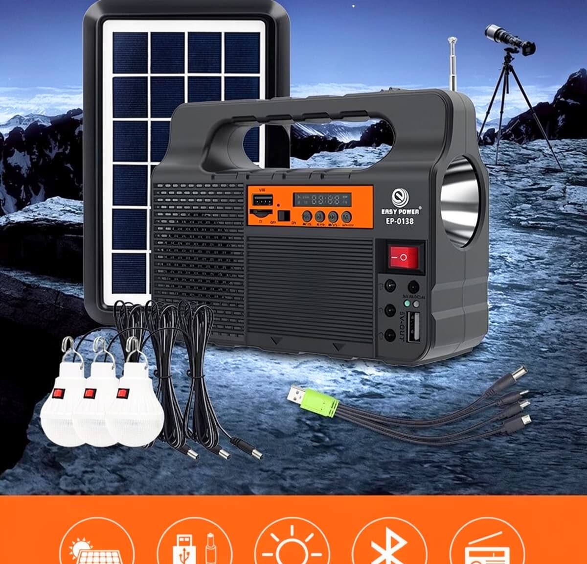 Easy Power EP-0138 Günəş Enerjili Radio və İşıq Dəsti