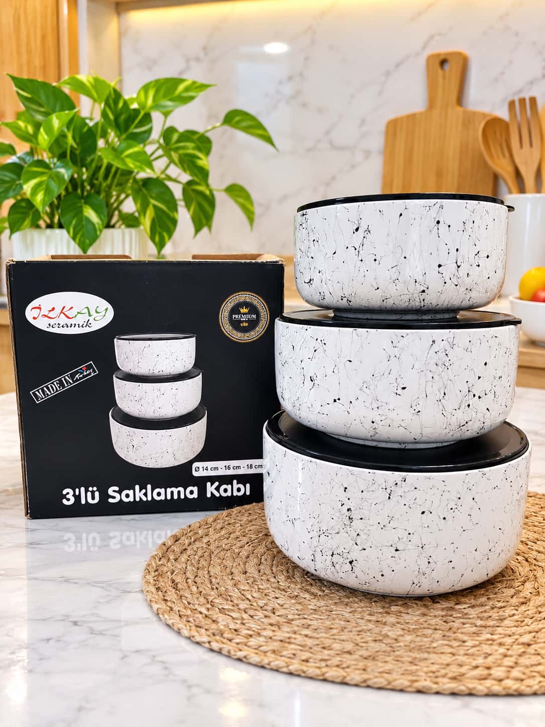İlkay Seramik food storage containers 3 pcs - Tenderyard
