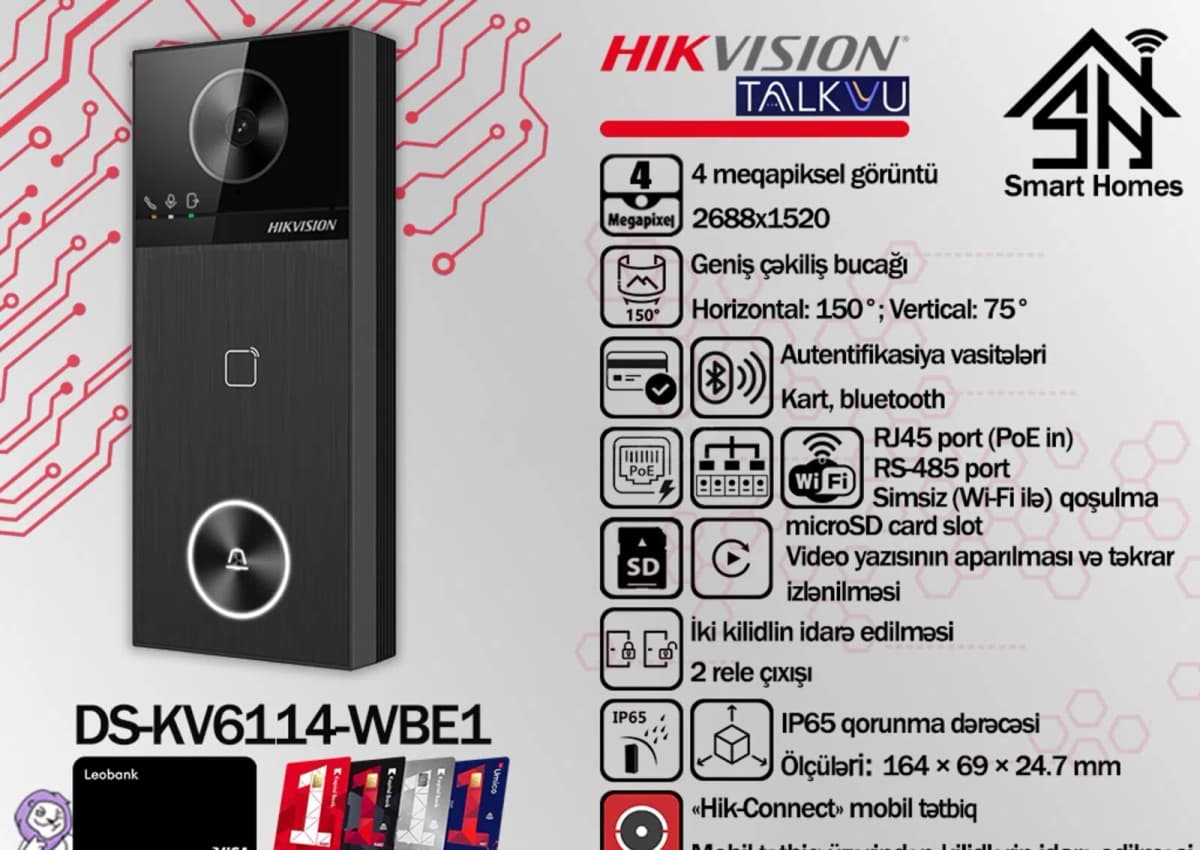 Domofon Hikvision 4MP Villa IP Çağrı Paneli DS-KV6114-WBE1