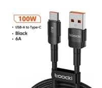 Şarj kabeli Toocki 100W 6A USB to Type-C 2m — şəkil 1