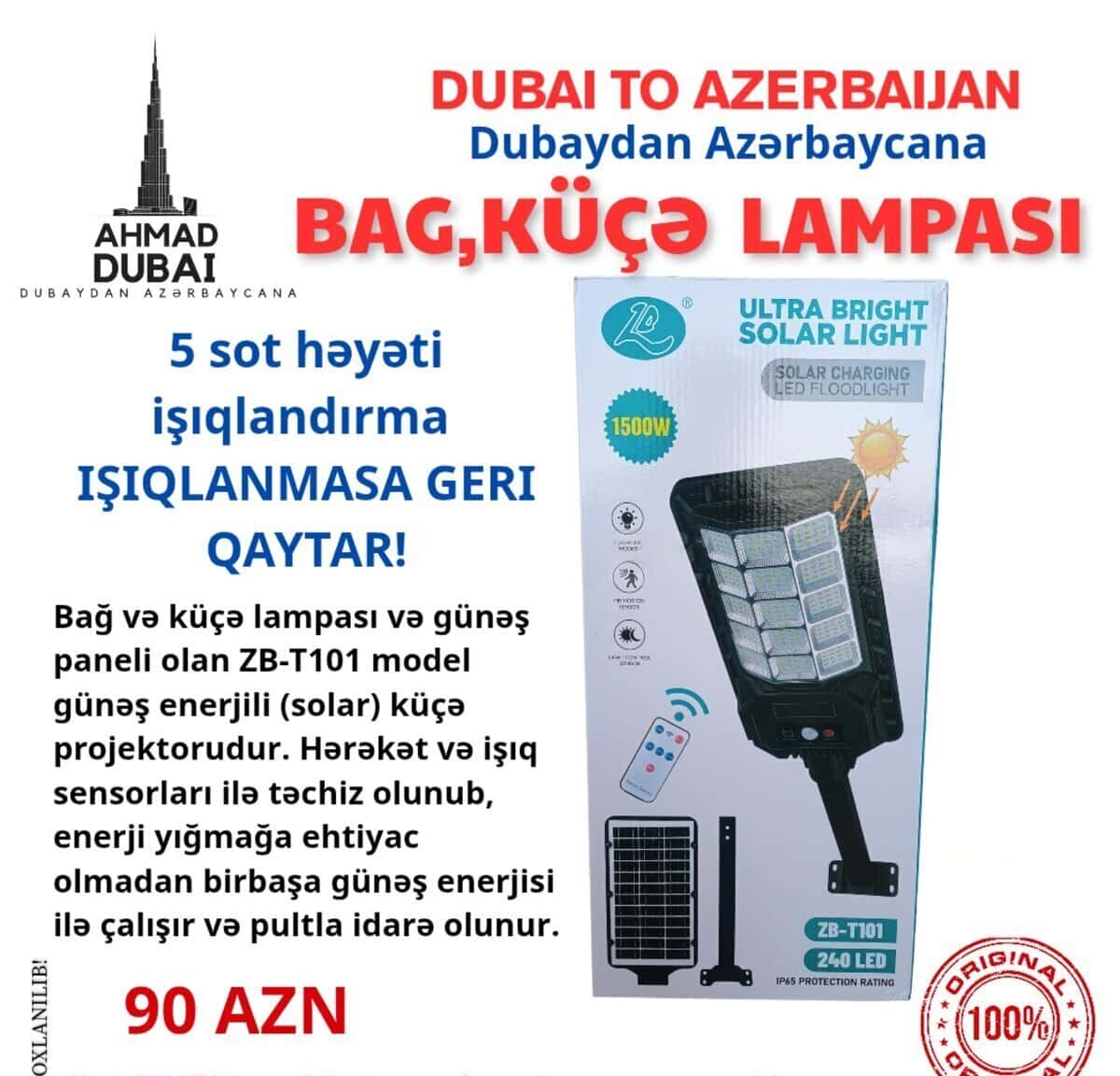Günəş enerjili küçə projektoru ZB-T101 - Tenderyard