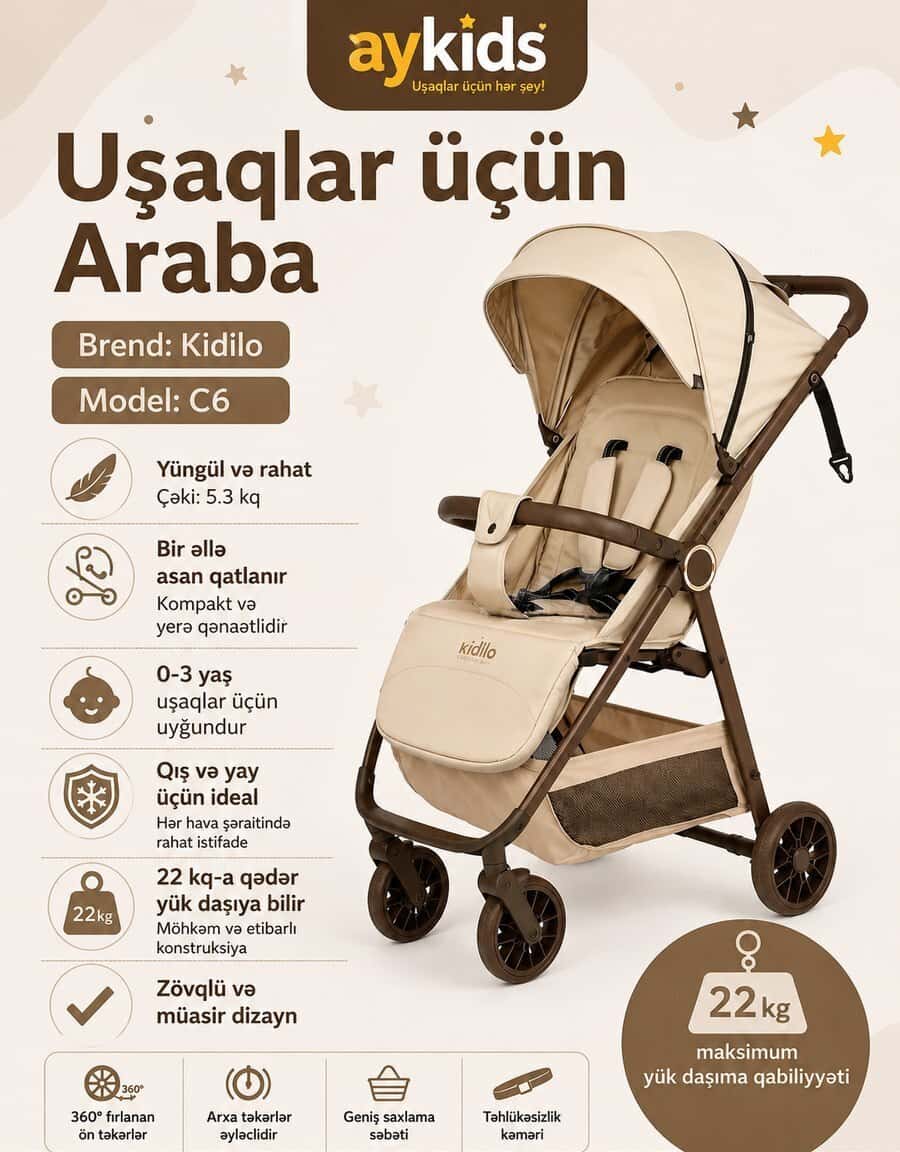 Uniseks uşaq arabası, Qara rəng - Tenderyard