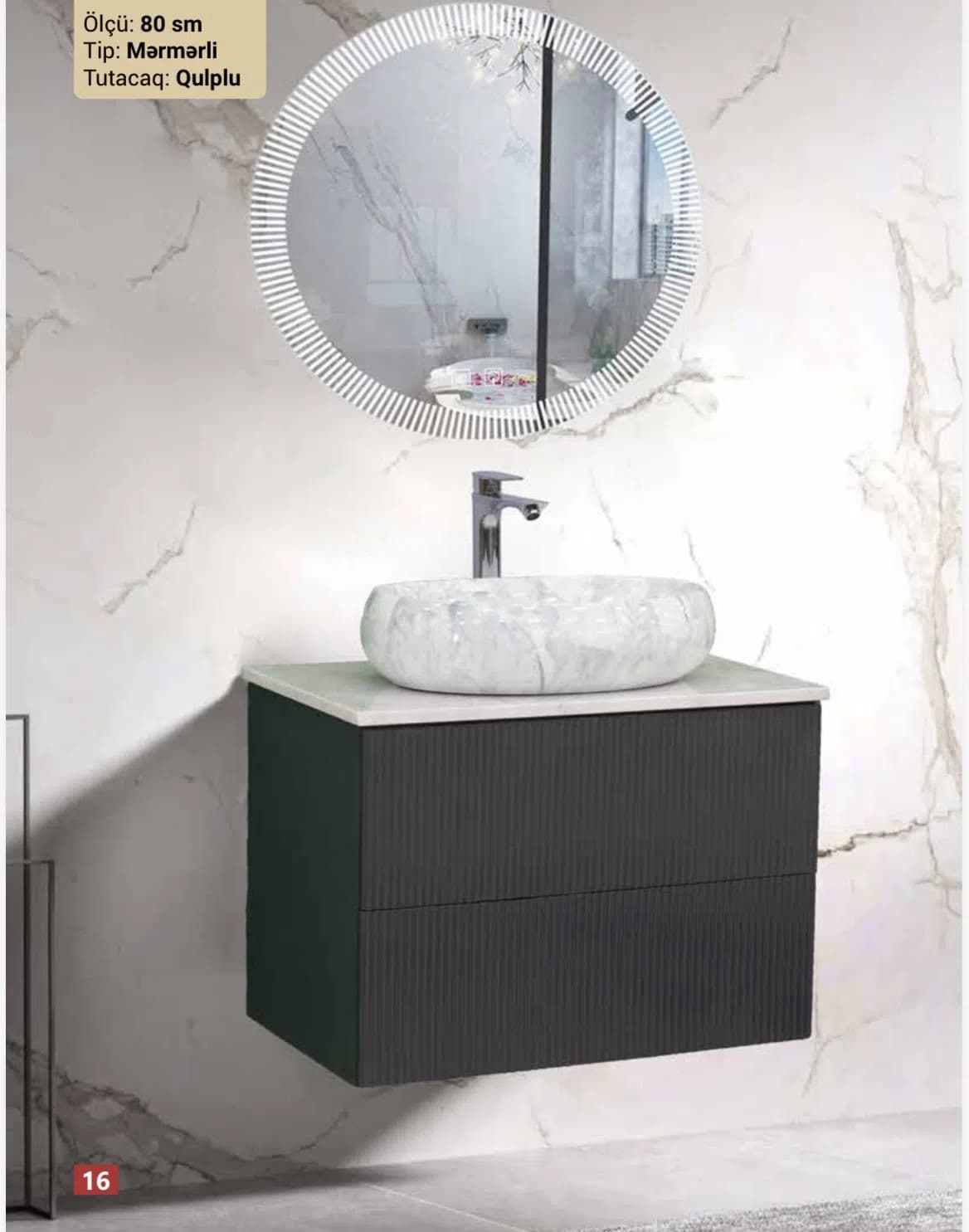 Hamam otağı üçün mebel dəsti 0061, boz, 190x80x50 sm