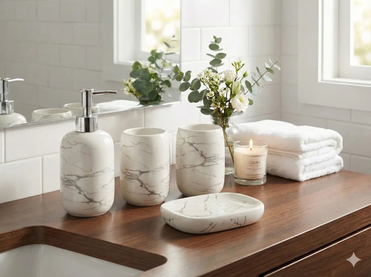 Hamam otağı dəsti pu0162, keramika, 4 ədəd, bej