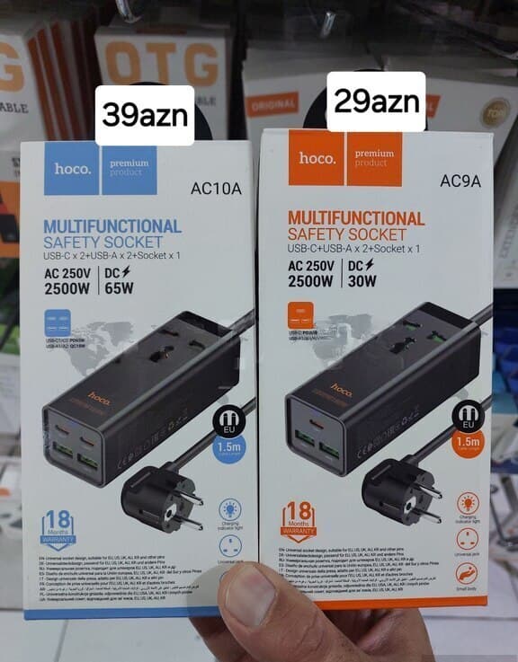 Hoco AC9A Universal Gərginlik Qoruyucu Adapter