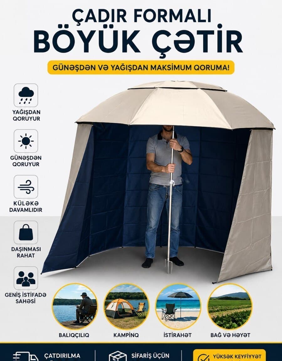 Çadır formalı zontik piknik üçün