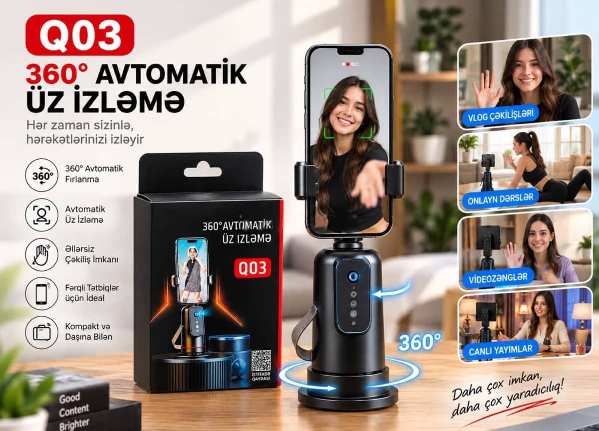 Smartphone stabilizer Q03 360° face tracking - Tenderyard