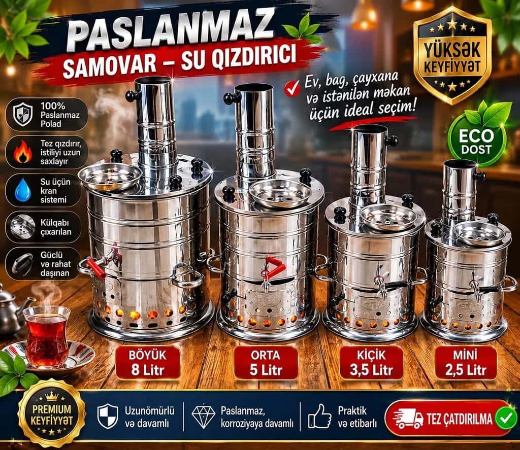 Samovar Paslanmayan polad material - Tenderyard