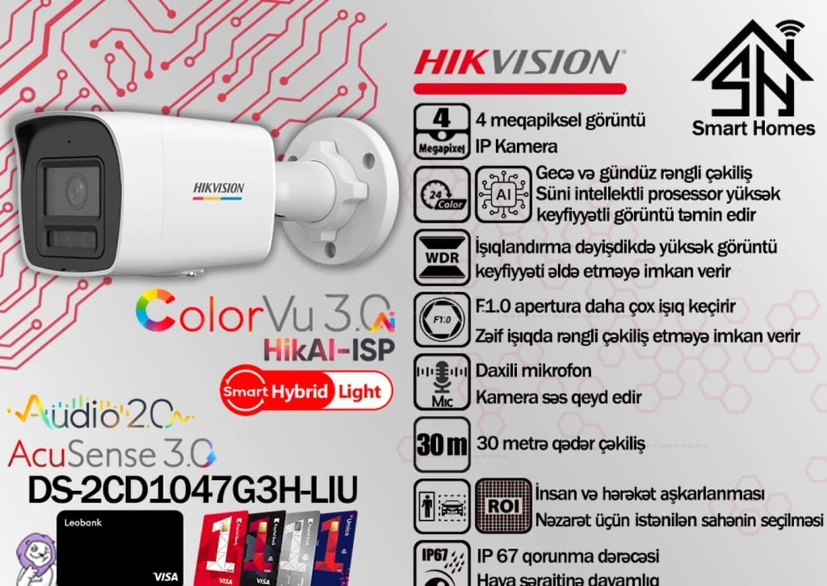 Videomüşahidə kamerası Hikvision ColorVu 3.0 4MP DS-2CD1047G3H-LIU