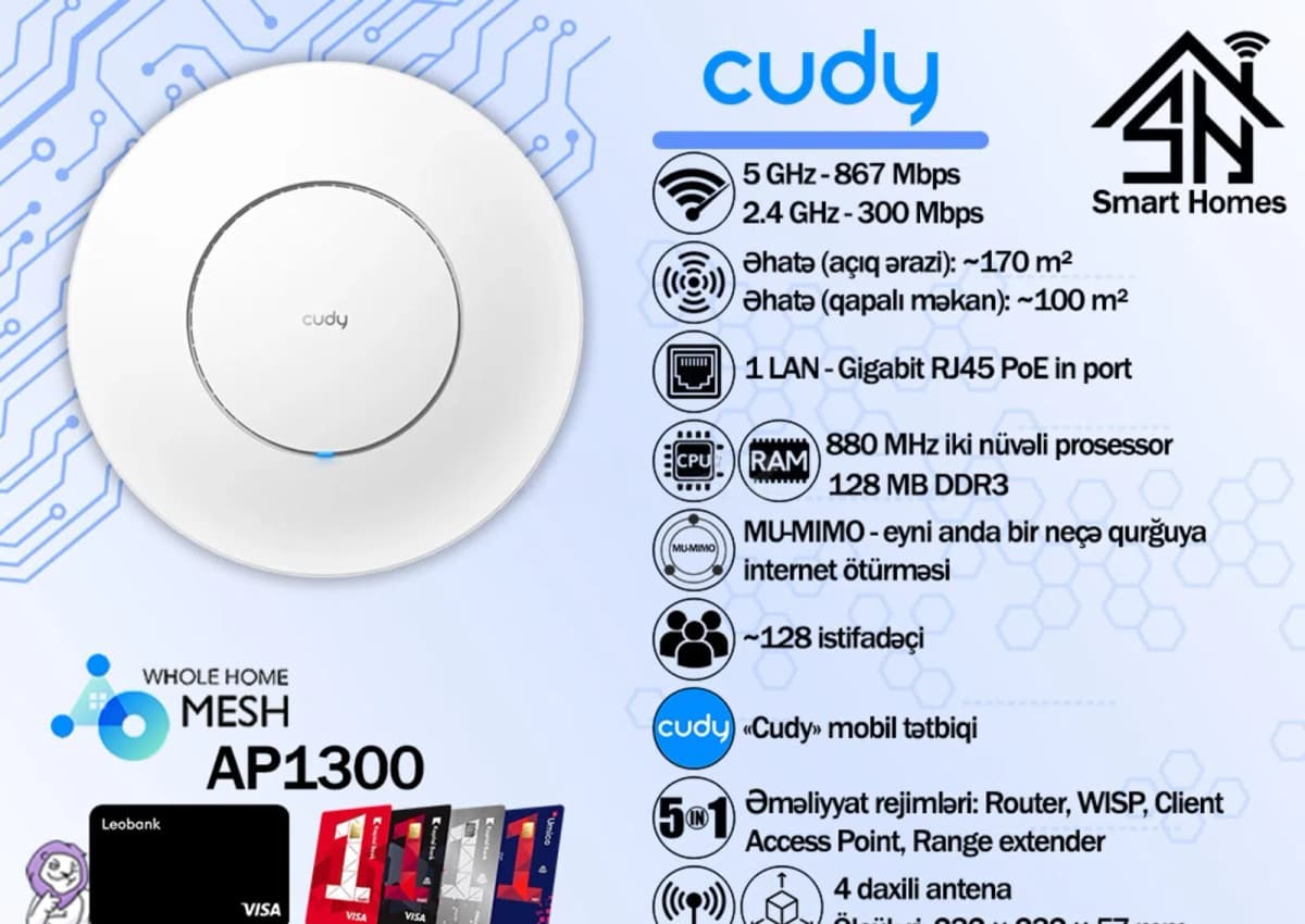 Giriş nöqtəsi Cudy AP1300_P Mesh Access Point
