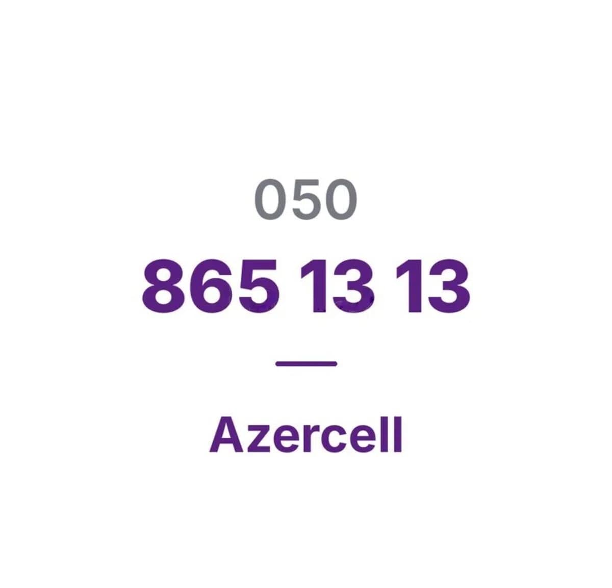 Azercell nömrə (050) 865-13-13