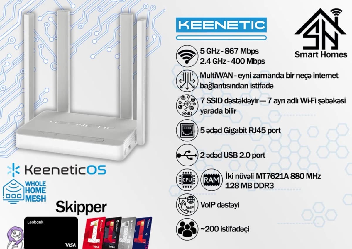 Router Keenetic Skipper KN-1910 AC1300 Gigabit Mesh