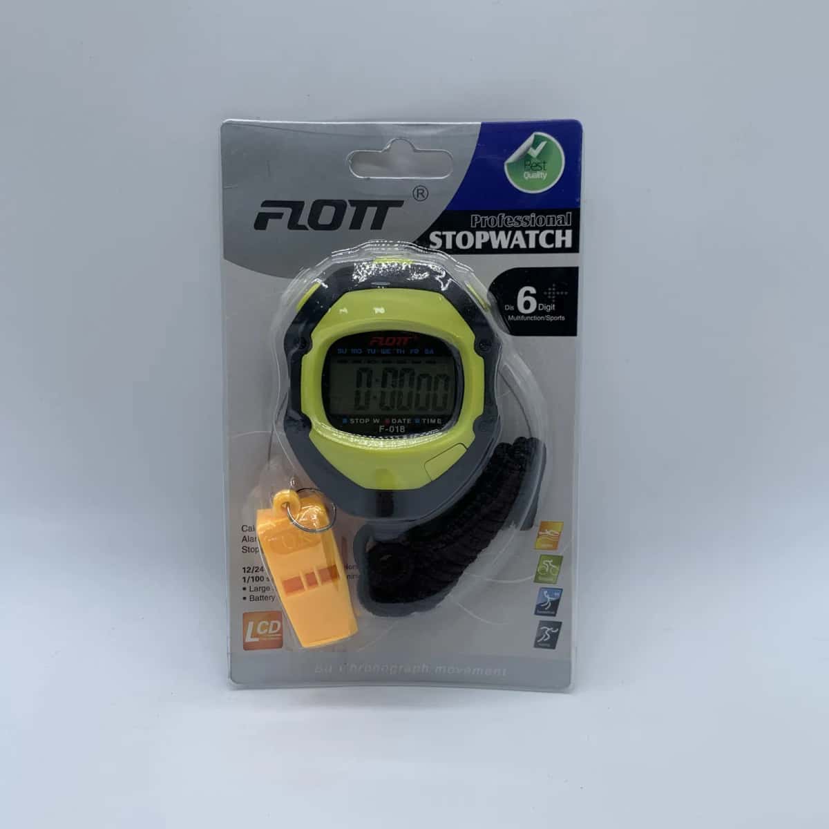 Stopwatch plastic 7x6 cm green-yellow - Tenderyard