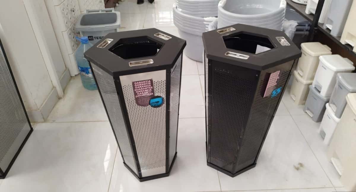 Hexagonal metal waste bin 55L - Tenderyard