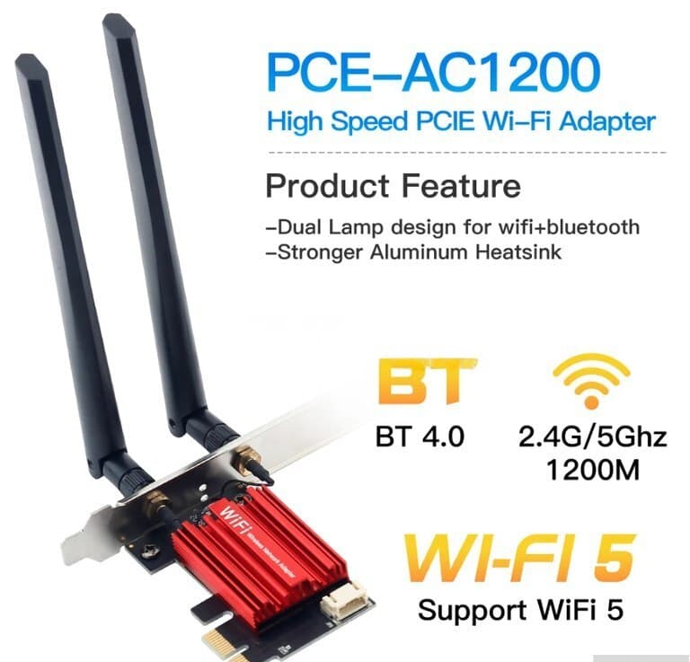 Wi-Fi adapter PCI-E AC1200 Bluetooth 4.0