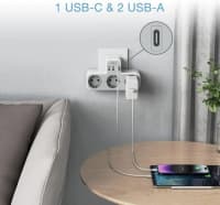 Elektrik uzadıcı adapter FU13 (1 giriş, 3 çıxış, 2 USB, 1 Type-C) — şəkil 5