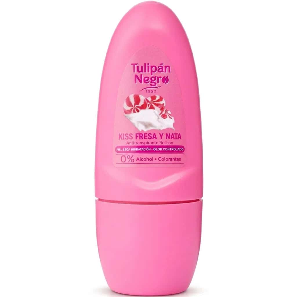 Tulipan Negro Kiss Fresa y Nata Roll-On Deodorant, 60 ml - Tenderyard